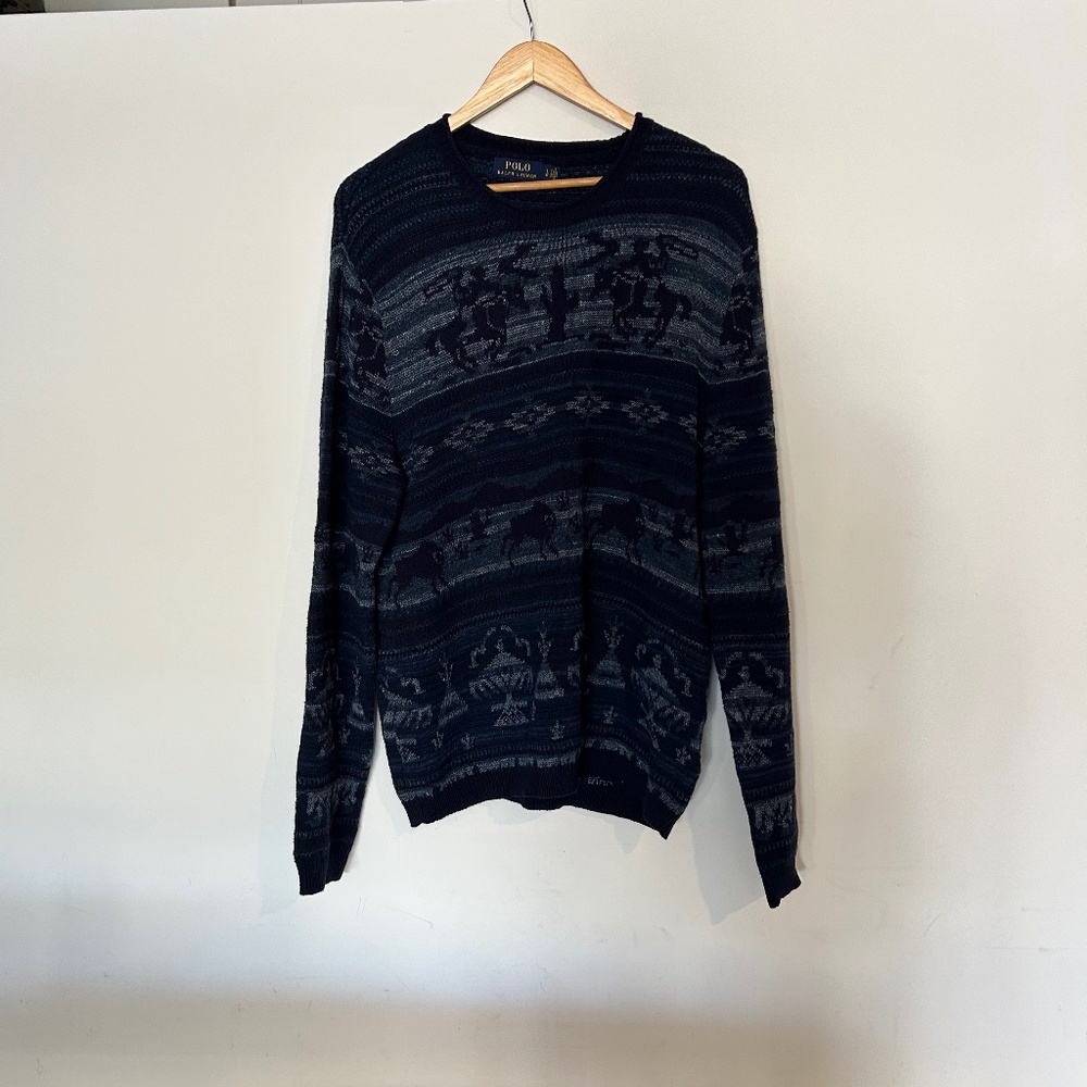 Polo Ralph Lauren Mens Blue Cowboy Sweater